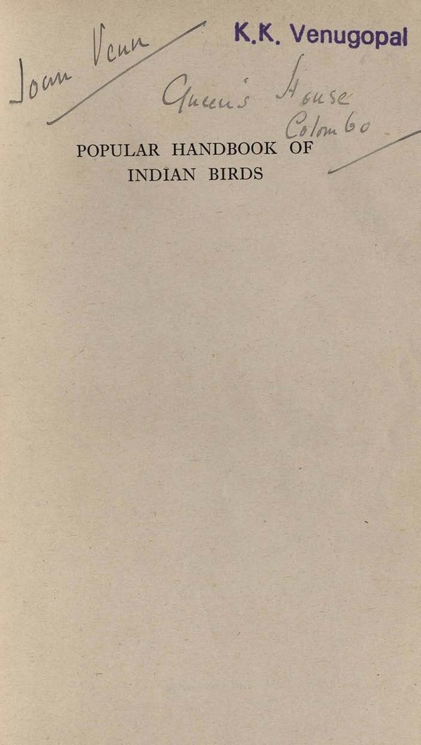 Popular Handbook of Indian Birds