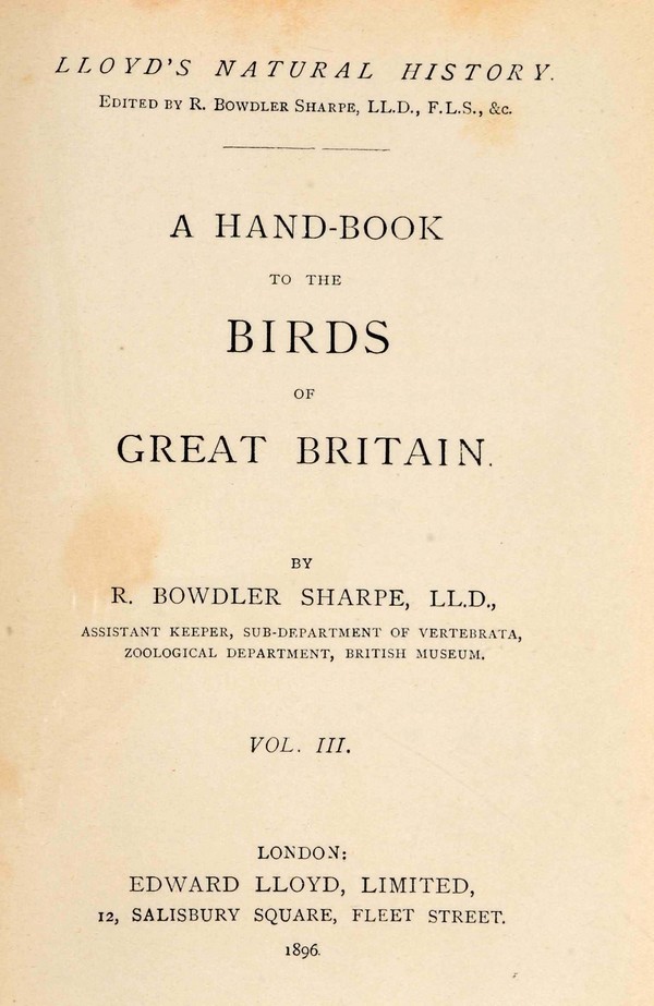 Handbook to the Birds of Great Britain-III