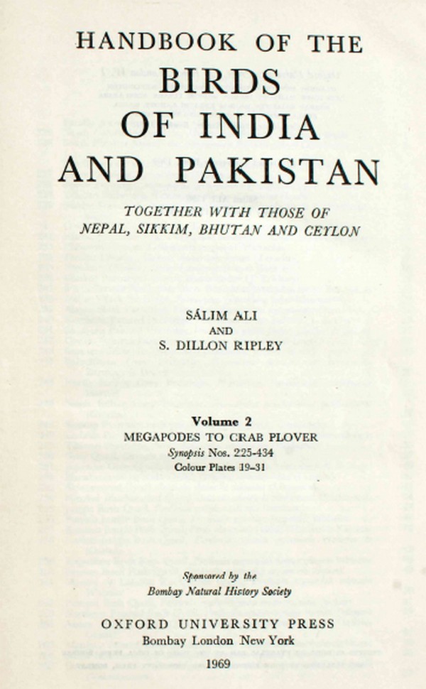 Handbook of the Birds of India and Pakistan . Vol II #