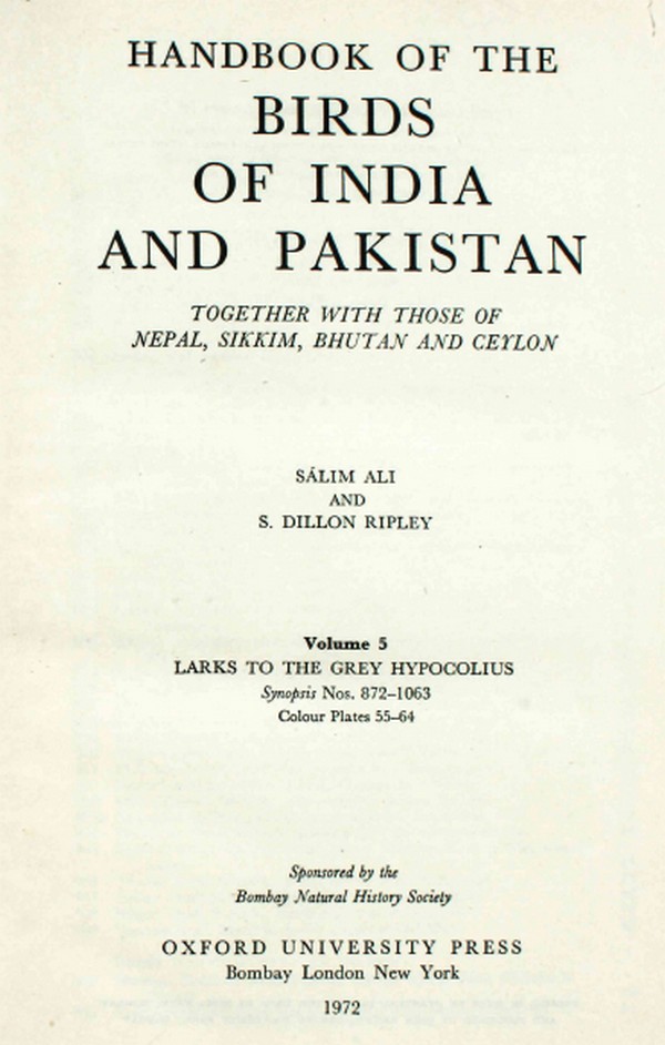 Handbook of the Birds of India and Pakistan . Vol .V #