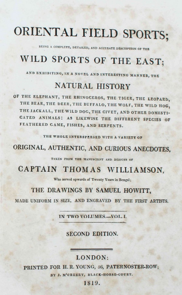 Oriental Field Sports; Wild Sports of the East. 2nd Ed. Vol . I. #