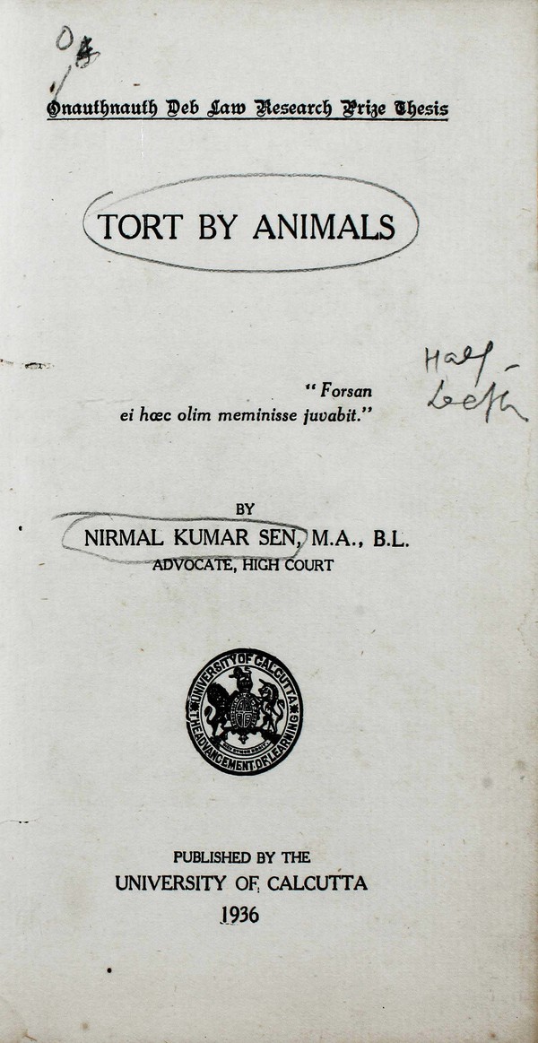 Tort by AnimalsOnauthnauth Deb Law Research Prize Thesis.