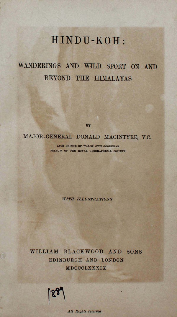 Hindu-Koh: Wanderings and Wild Sport on and beyond the Himalayas. [purchaded by Indigo Art in the month of December 2023] #