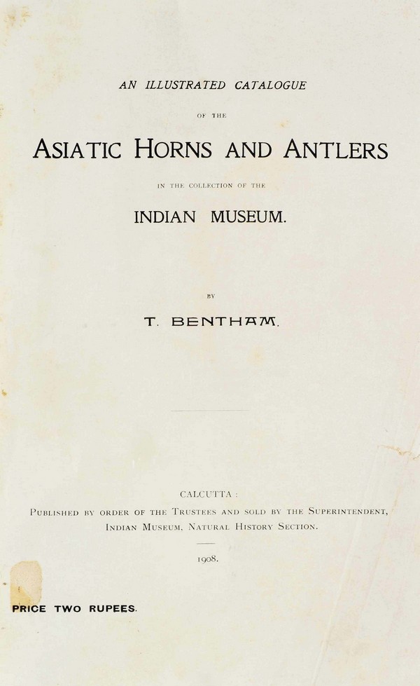 An Illustrated Catalogue of the Asiatic Horns and Antlers in the Collection of the Indian Museum