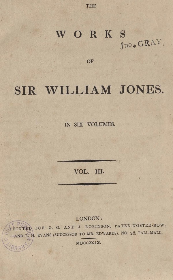 The works of William Jones. Vol. 3