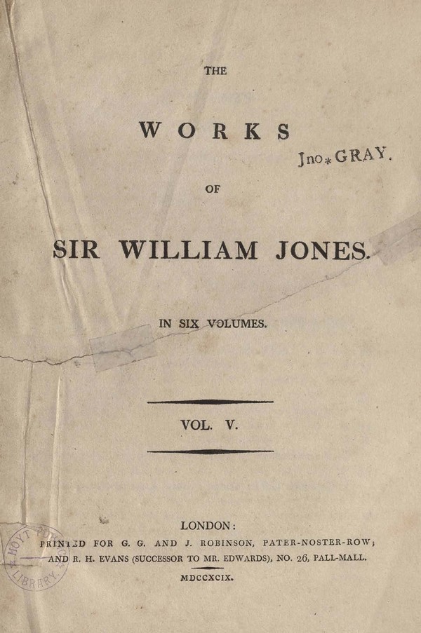 The works of William Jones. Vol. 5
