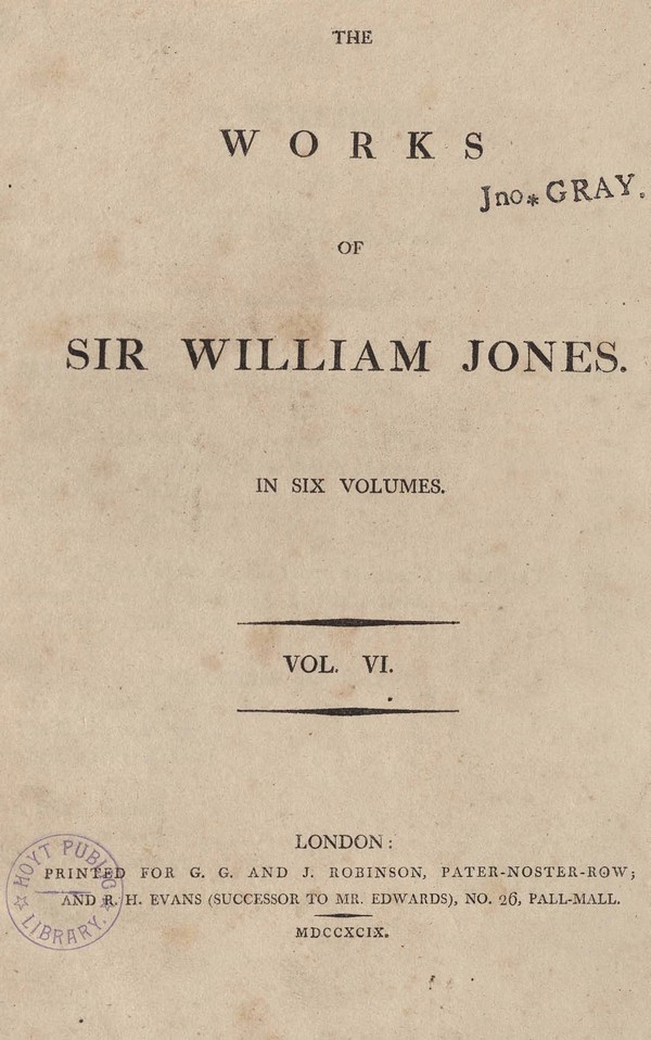 The works of William Jones. Vol. 6