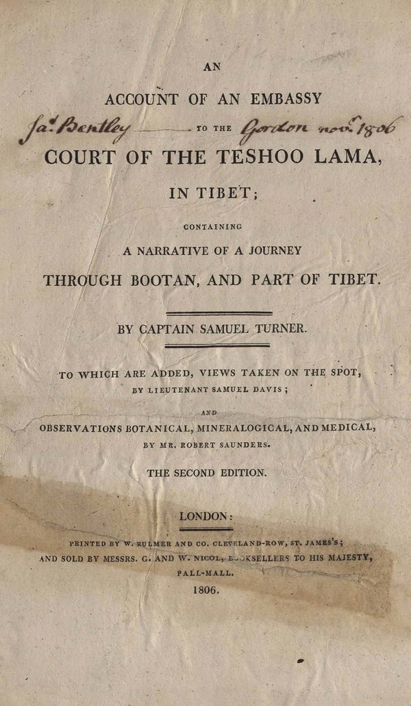 An account of an embassy to the court of the Teshoo Lama in Tibet : containing a narrative of a journey through Bootan, and part of Tibet