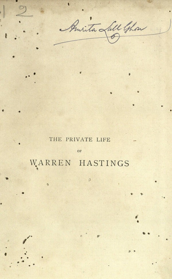 The Private Life of Warren Hastings