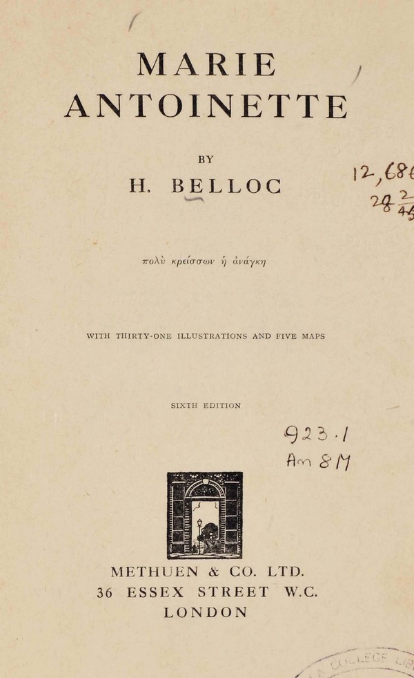 Marie Autoinette. 6th ed