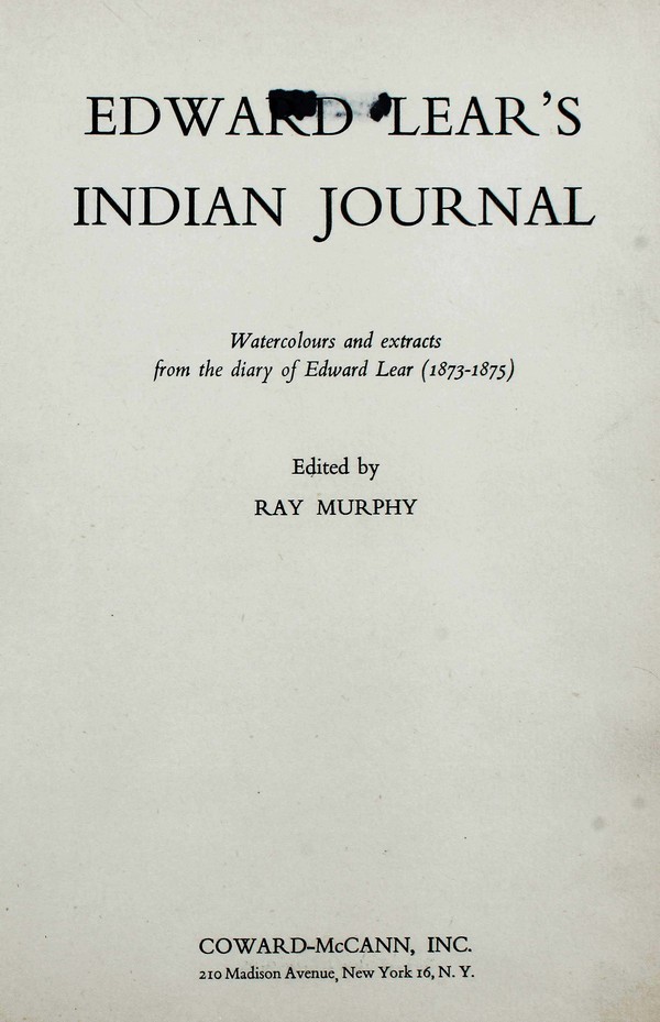 Edward Lear’s Indian Journal : Watercolours and extracts, 1873-1875. #