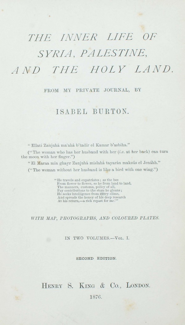 The Inner Life of Syria, Palestine, and the Holy Land ; From my Personal Journal. Vol. I #