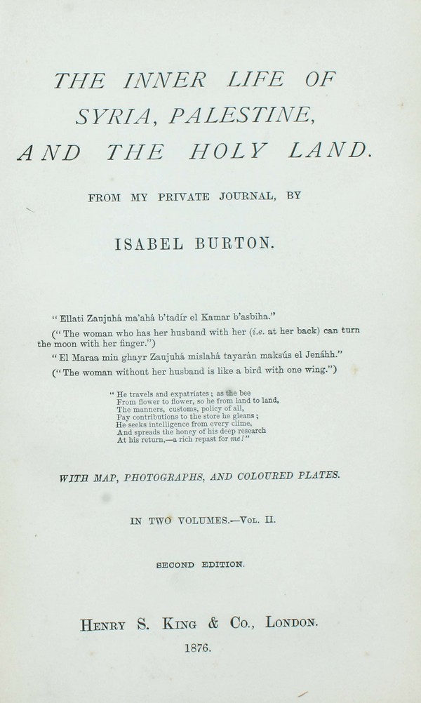 The Inner Life of Syria, Palestine, and the Holy Land ; From my Personal Journal. Vol. II #