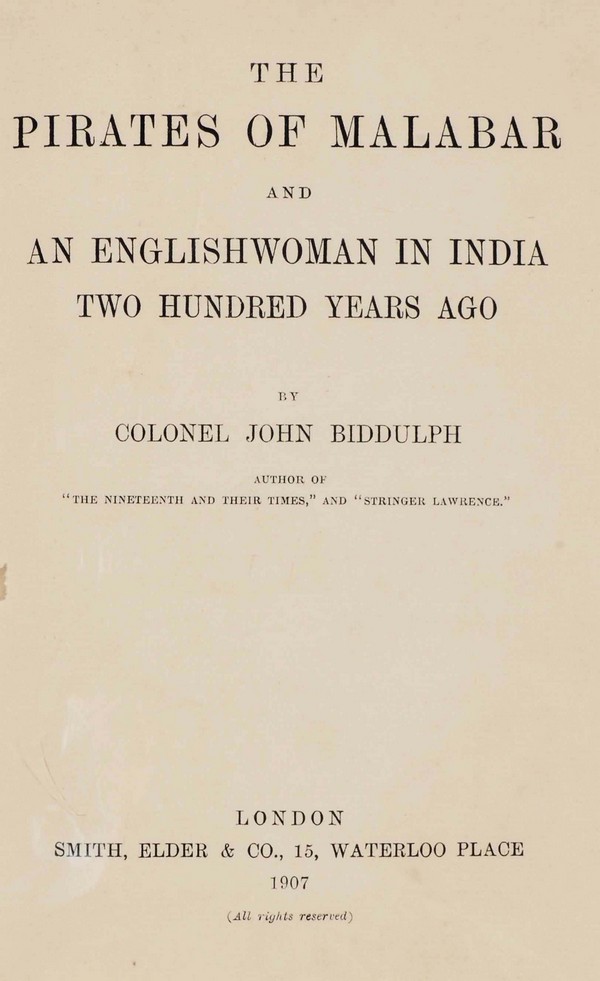 Pirates of Malabar and an English woman in India 200 years ago