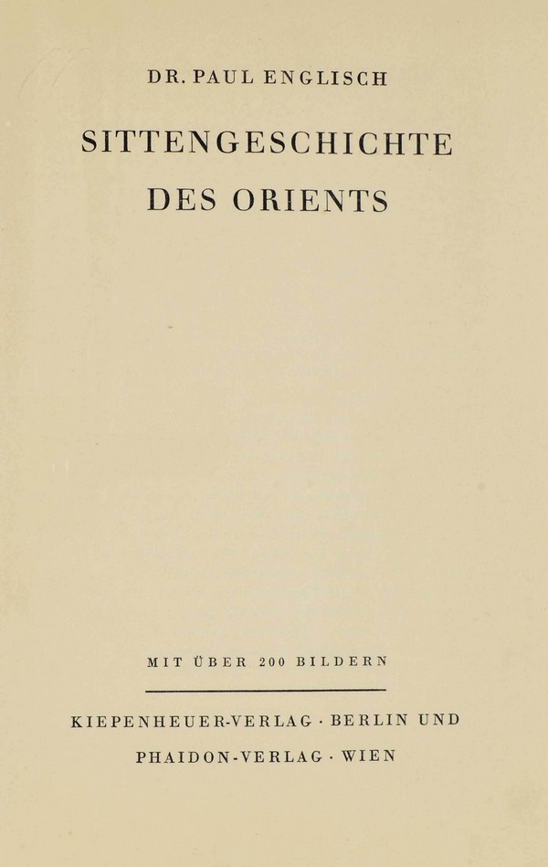 Sittengeschichte Des orients