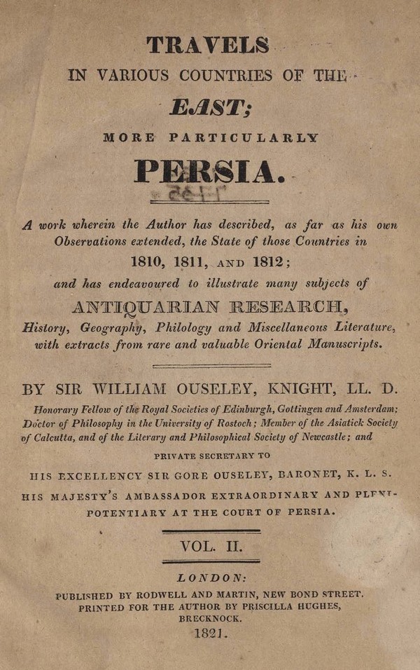 Travels in Various Countries of the East; more Particularly Persia. Vol. 2