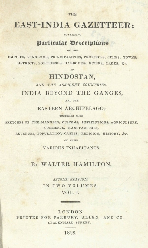 The East Indian Gazetteer-Vol. I