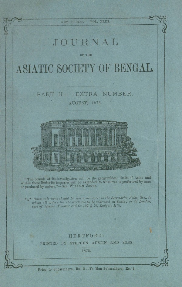 Journal of the Asiatic Society of Bengal.