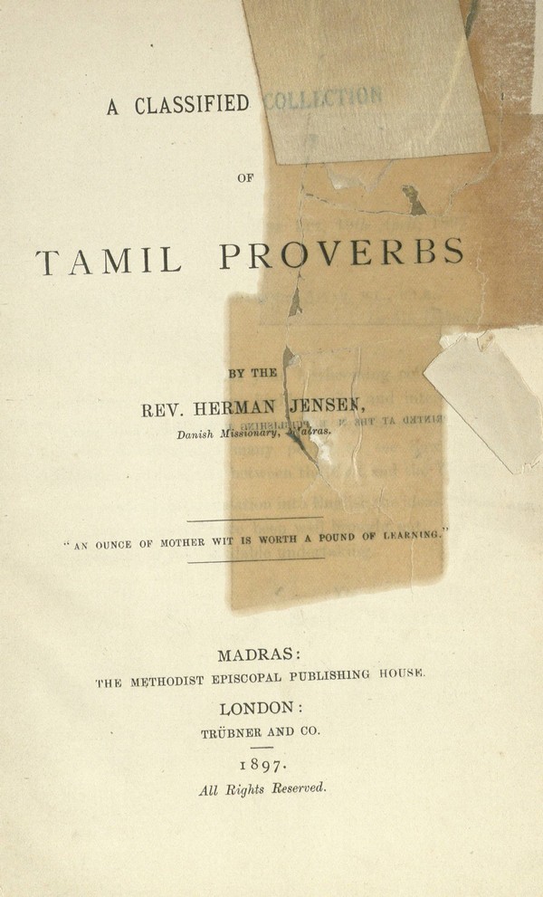 A Classified Collection of Tamil Proverbs