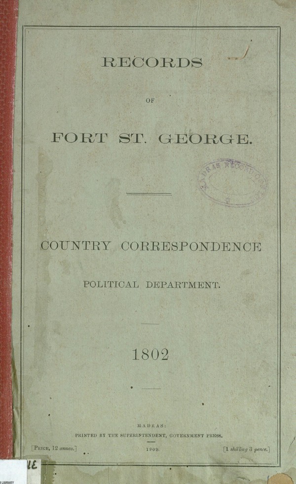 Records of Fort St. George, 1802