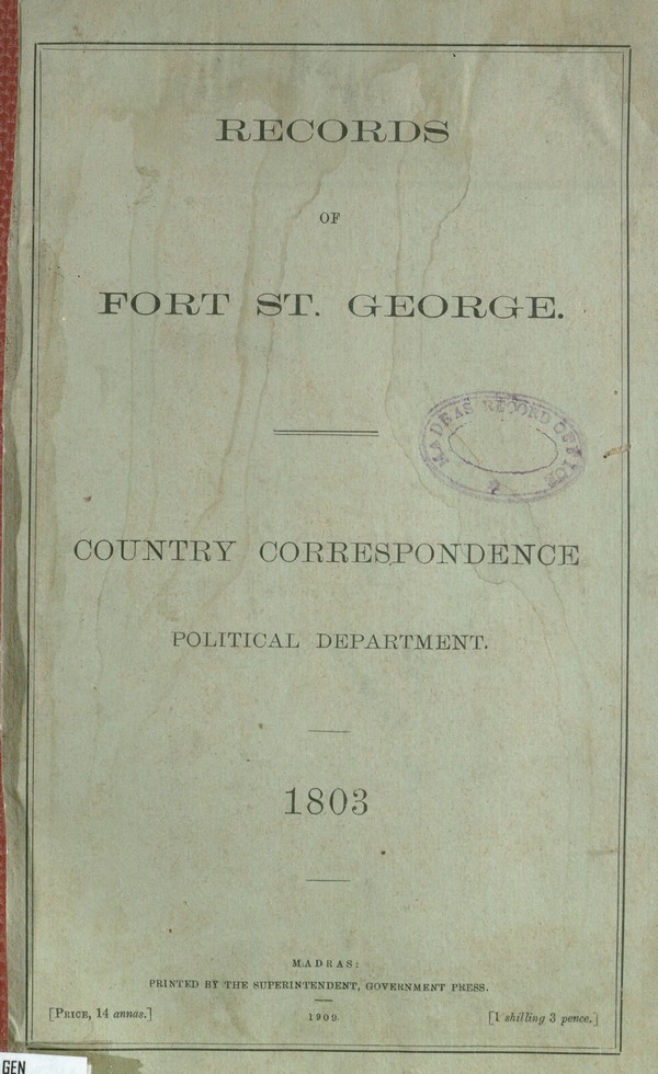 Records of Fort St. George, 1803