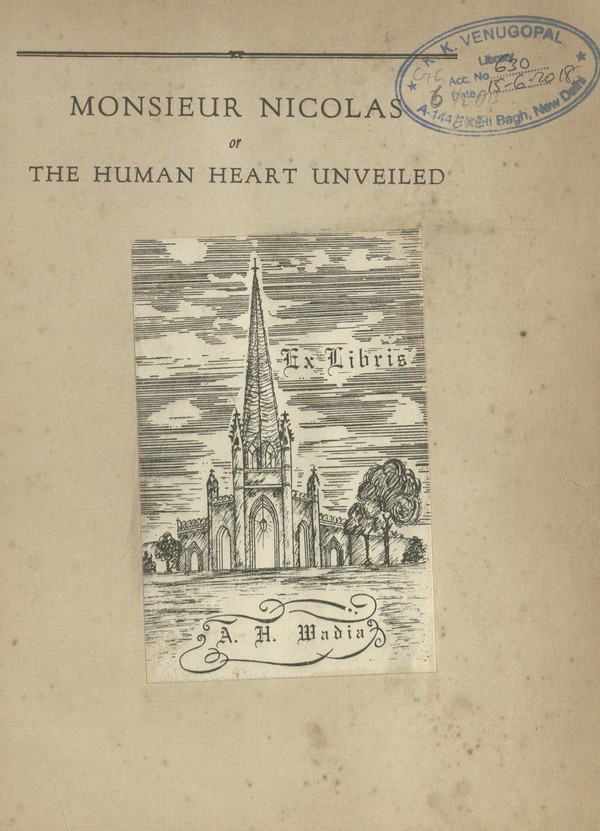 Monsieur Nicolas; or, The human heart unveiled: the intimate memoirs of Restif de La Bretonne