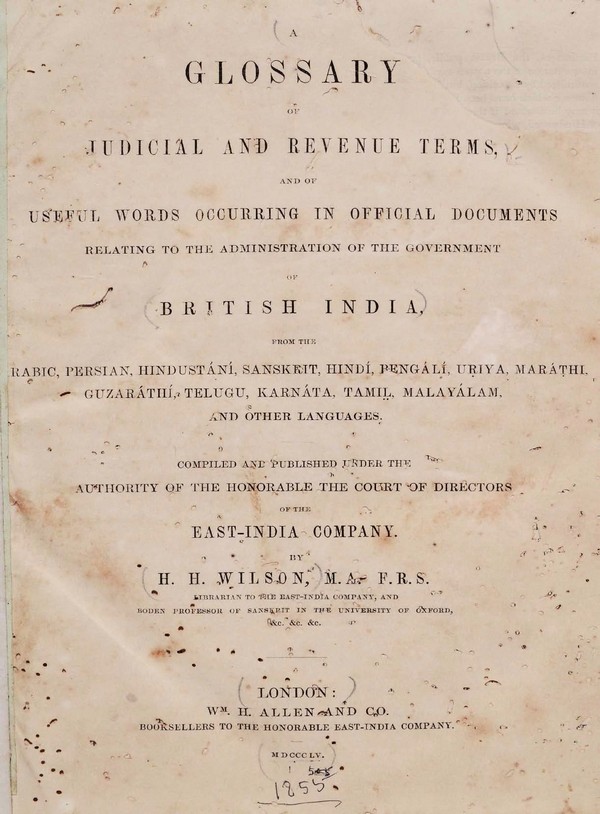 Glossary of Judicial & Revenue Terms of British India