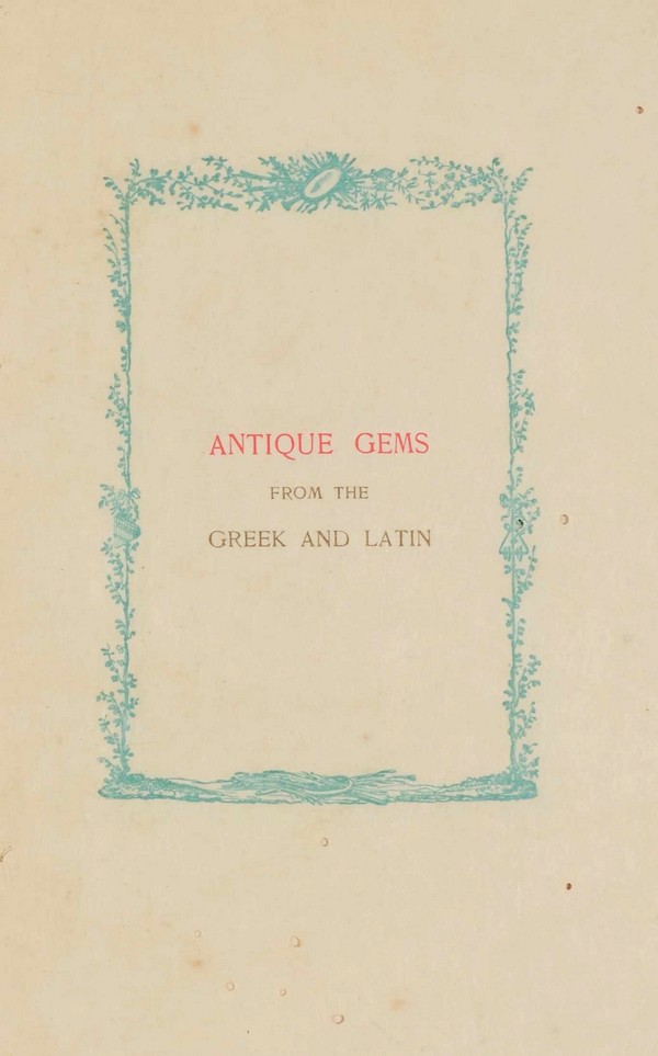 Antique Gems from the Greek and Latin- Quotes