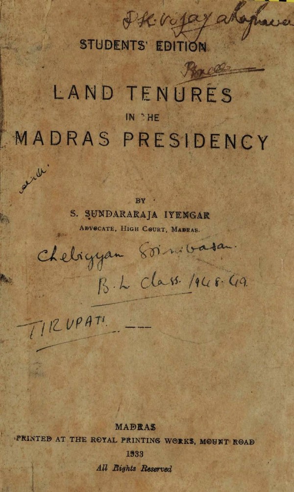 Land tenures in the Madras Presidency
