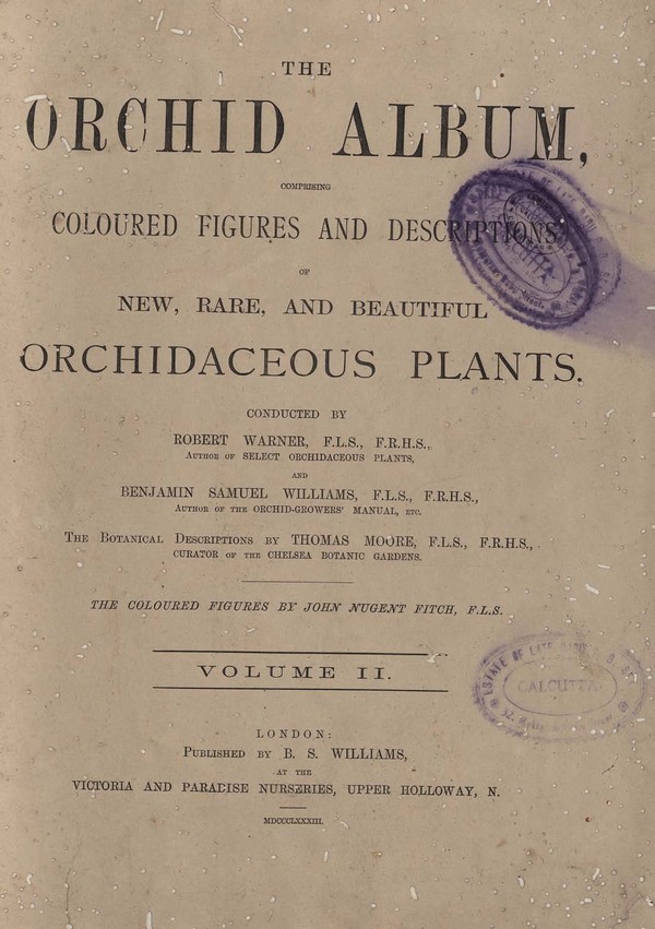 The orchid album, comprising coloured figures and descriptions of new, rare, and beautiful orchidaceous plants.Vol. 1