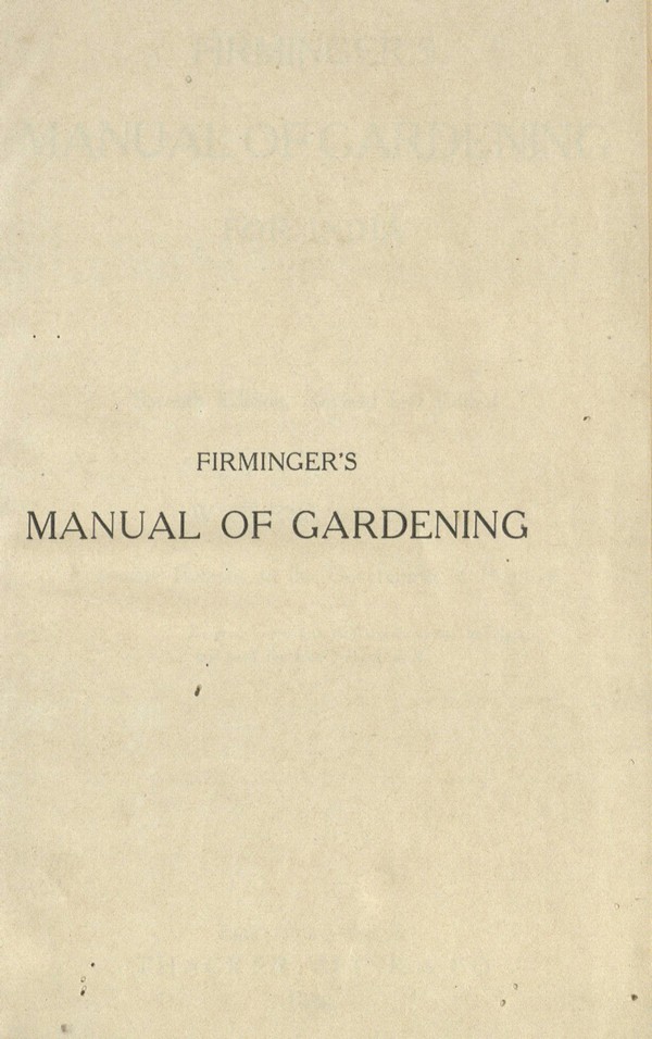 Firminger’s Manual of gardening for India
