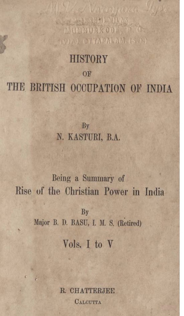 History of the British Occupation of India. Vol. I to IV