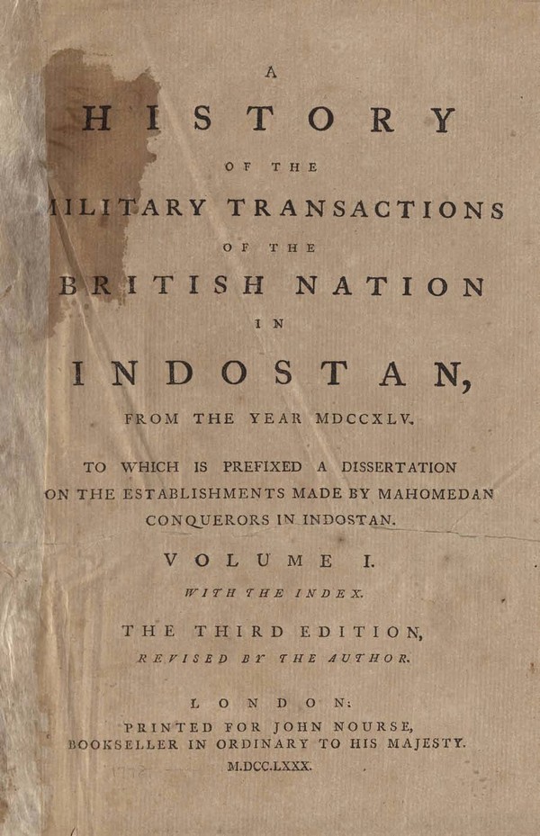 History of the Military transactions of the British nation in Indostan, From the year MDCCXLV. Vol. II
