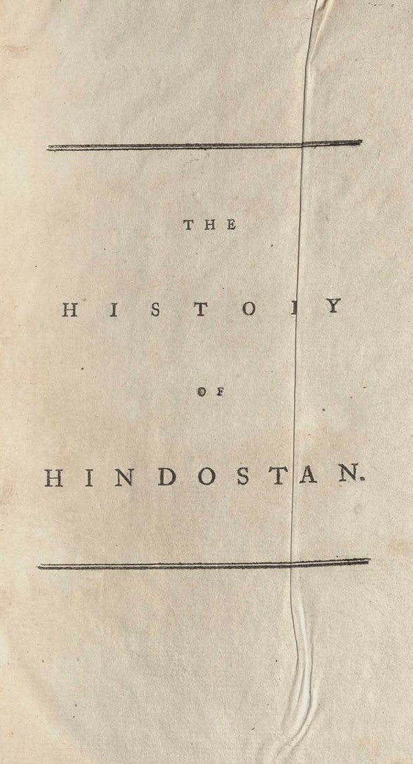 The History of Hindostan. 3rd Ed. Vol. I