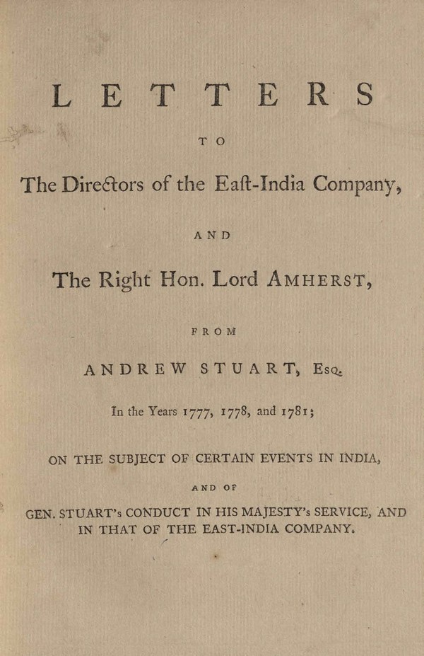 Letters to the Directors of East India Company