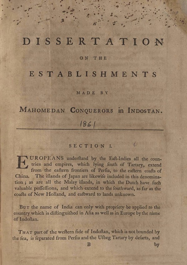 Dissertation in the establishments made by Mahomedan conqueors in Indostan