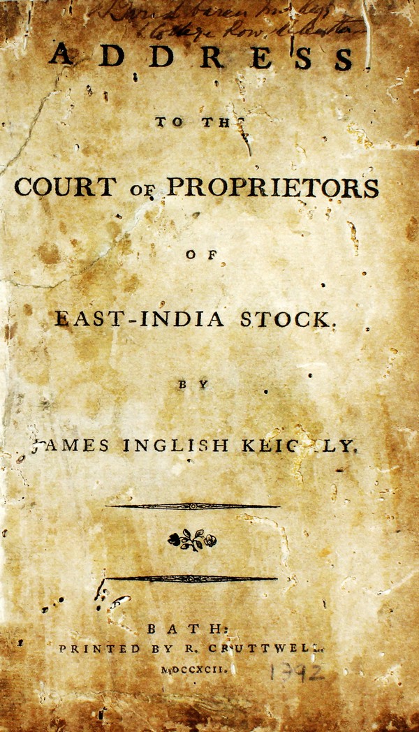 An address to the proprietors of East-India stock.