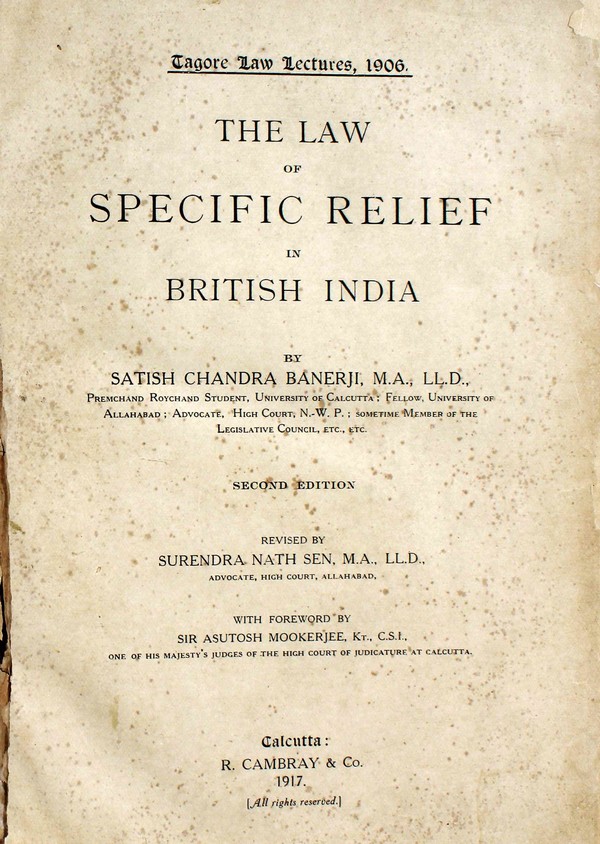 The Law of Specific Relief in Beitish India #