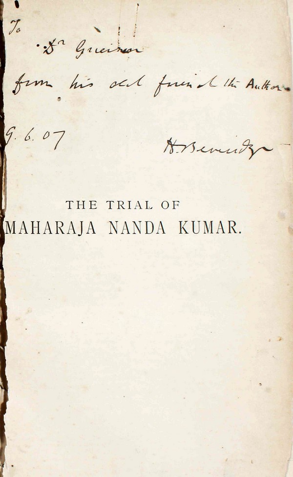 The trial of Maharaja Nanda Kumar, a narrative of a judicial murder