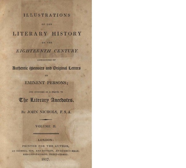 Illustrations of the Literary History of the Eighteenth Century. Vol. 2
