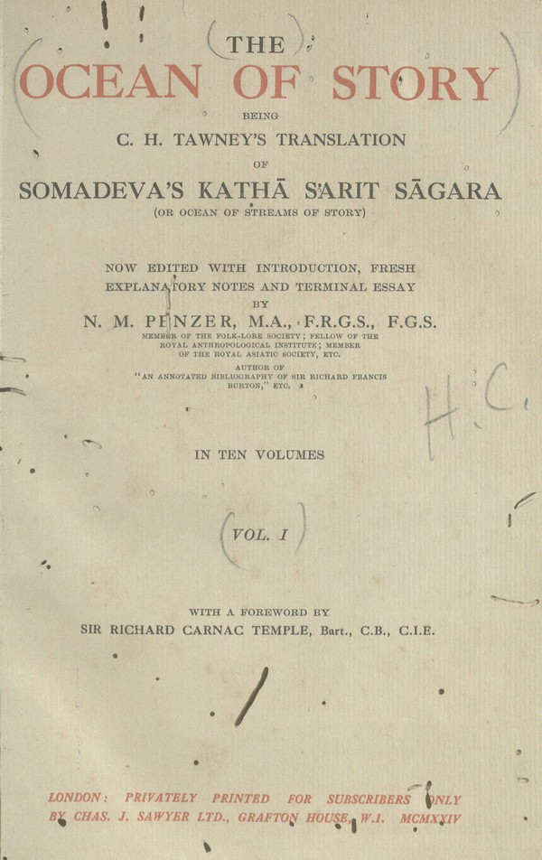 The ocean of story being C.H. Tawney’s translation of Somadeva’s katha? sarit sa?gara; or, Ocean of streams of story -I