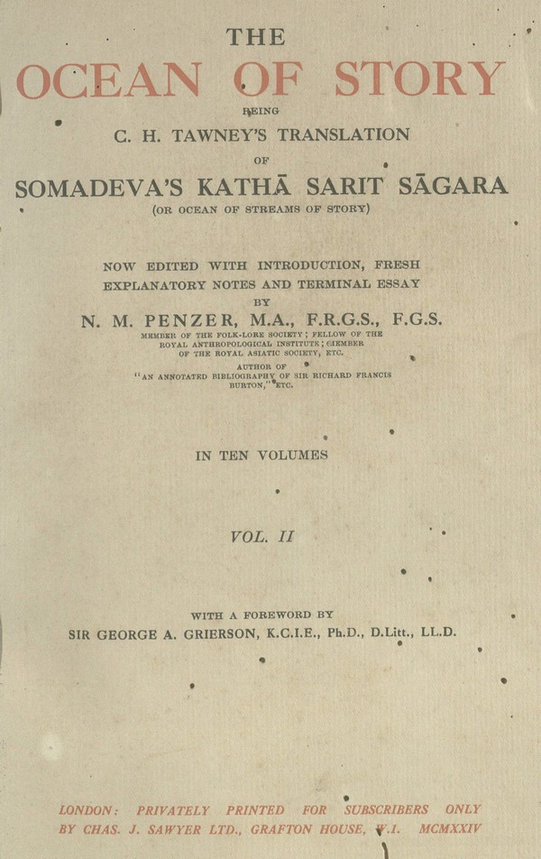 The ocean of story being C.H. Tawney’s translation of Somadeva’s katha? sarit sa?gara; or, Ocean of streams of story -II