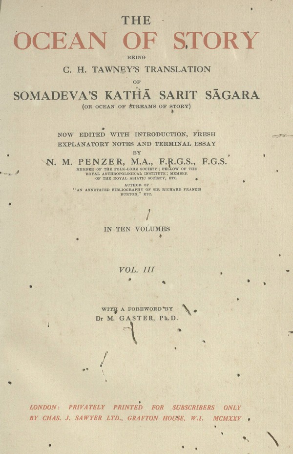 The ocean of story being C.H. Tawney’s translation of Somadeva’s katha? sarit sa?gara; or, Ocean of streams of story -III