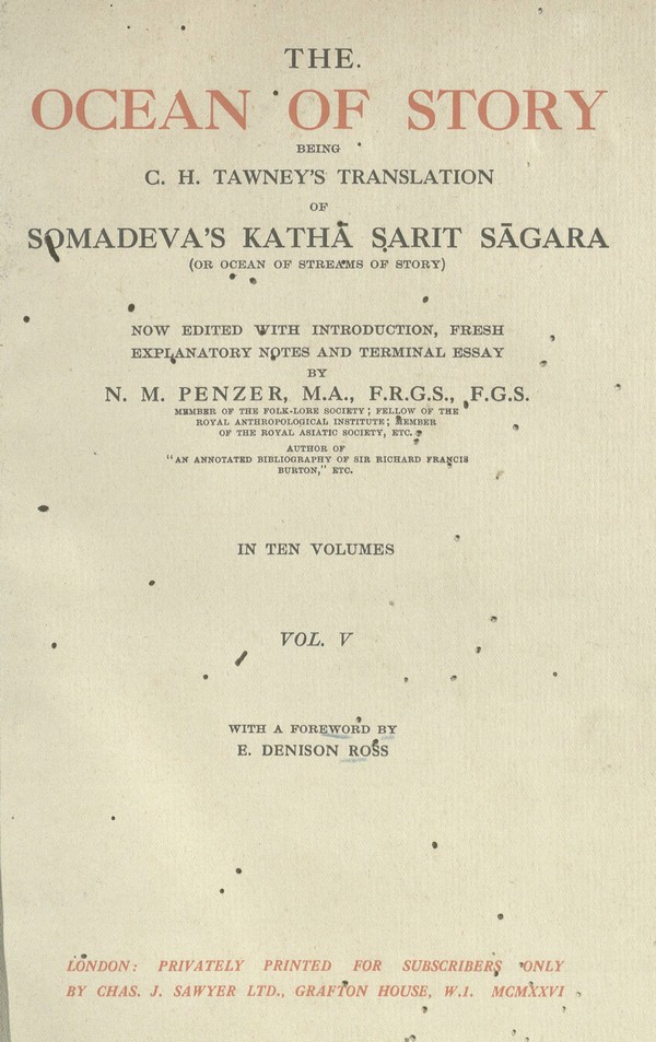 The ocean of story being C.H. Tawney’s translation of Somadeva’s katha? sarit sa?gara; or, Ocean of streams of story-V