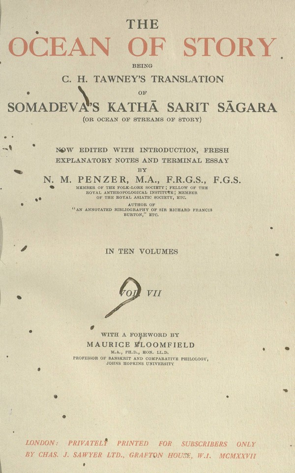 The ocean of story being C.H. Tawney’s translation of Somadeva’s katha? sarit sa?gara; or, Ocean of streams of story-VII