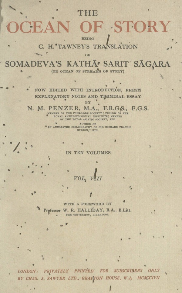 The ocean of story being C.H. Tawney’s translation of Somadeva’s katha? sarit sa?gara; or, Ocean of streams of story -VIII