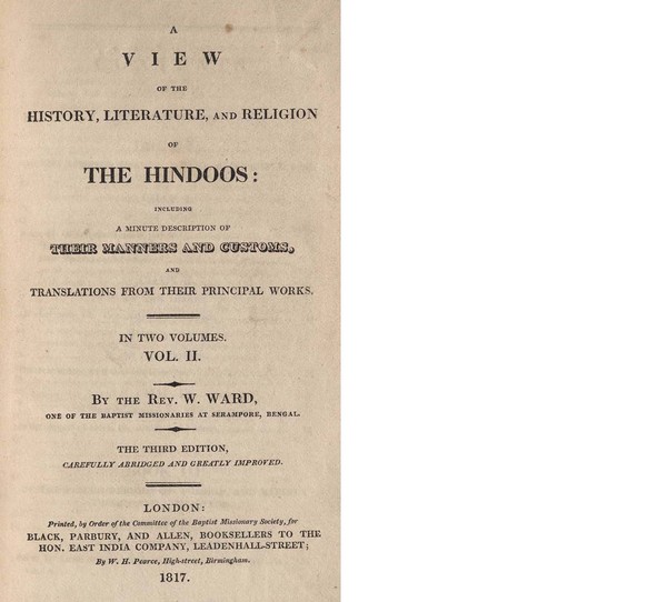 A view of the history literature and religion of the hindoos Vol – II