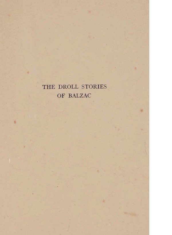 Droll stories of Honore de Balzac