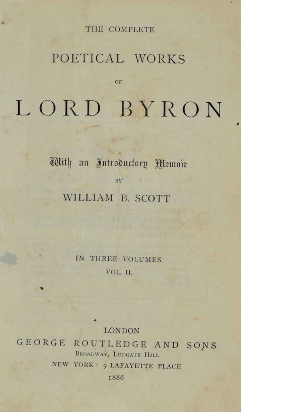 Complete Poetical works to Lord Byron. Vol. 2
