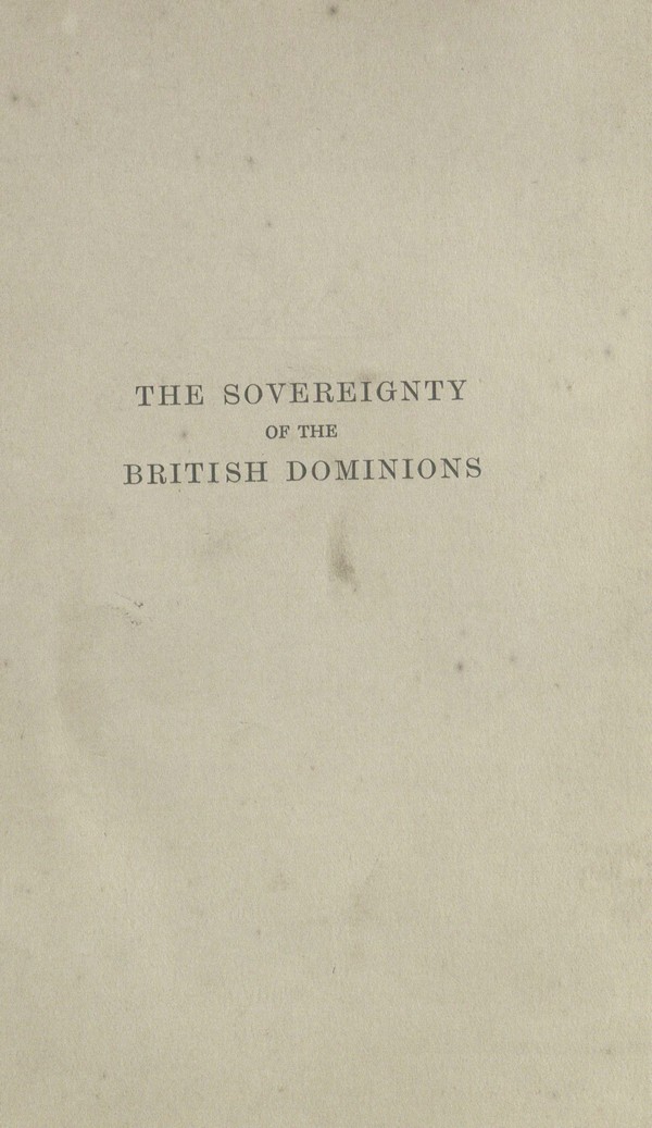 The sovereignty of the British dominions